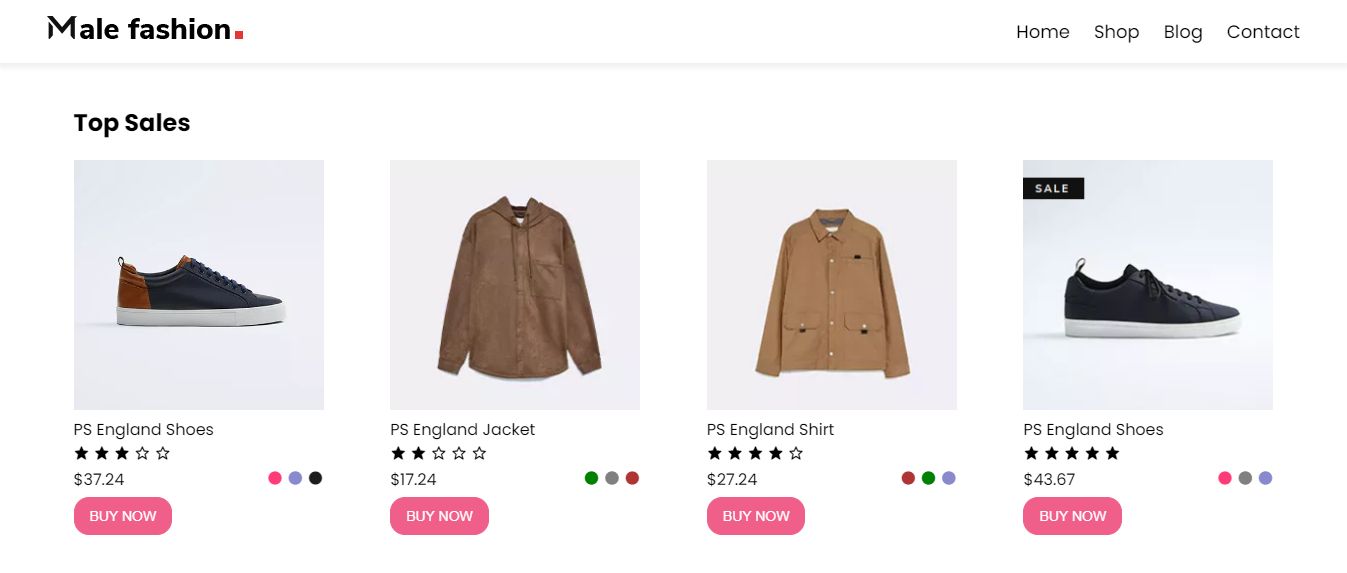 10+ eCommerce Websites with HTML, CSS, and JavaScript - Male Fashion