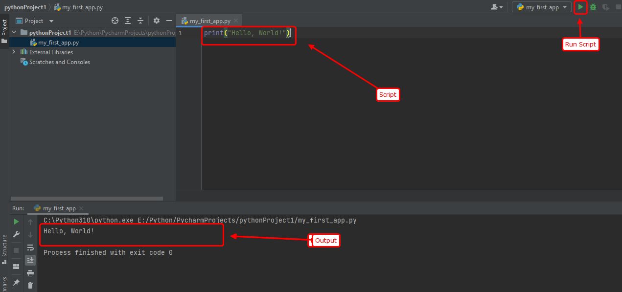 PyCharm IDE for Python Development Output