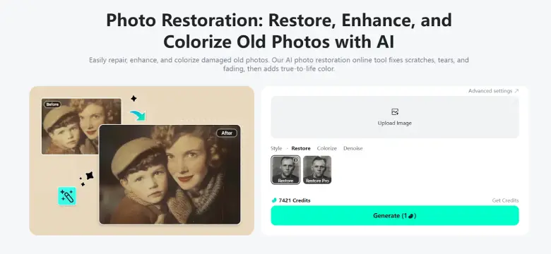 insMind Photo Restoration Tool Page