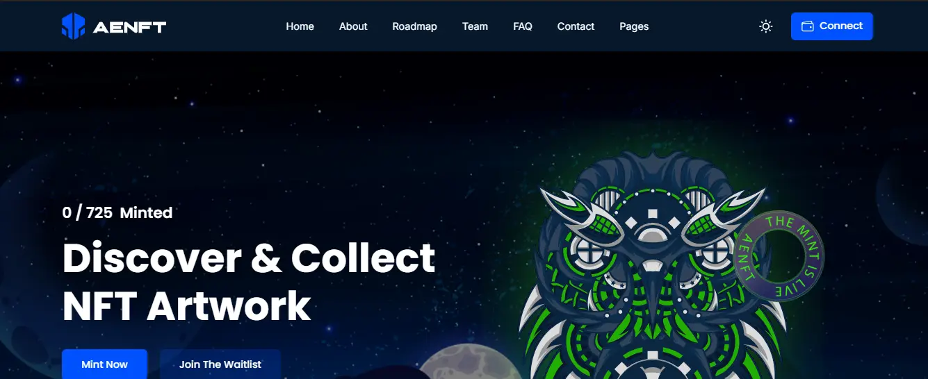 Aenft - NFT Minting HTML Template