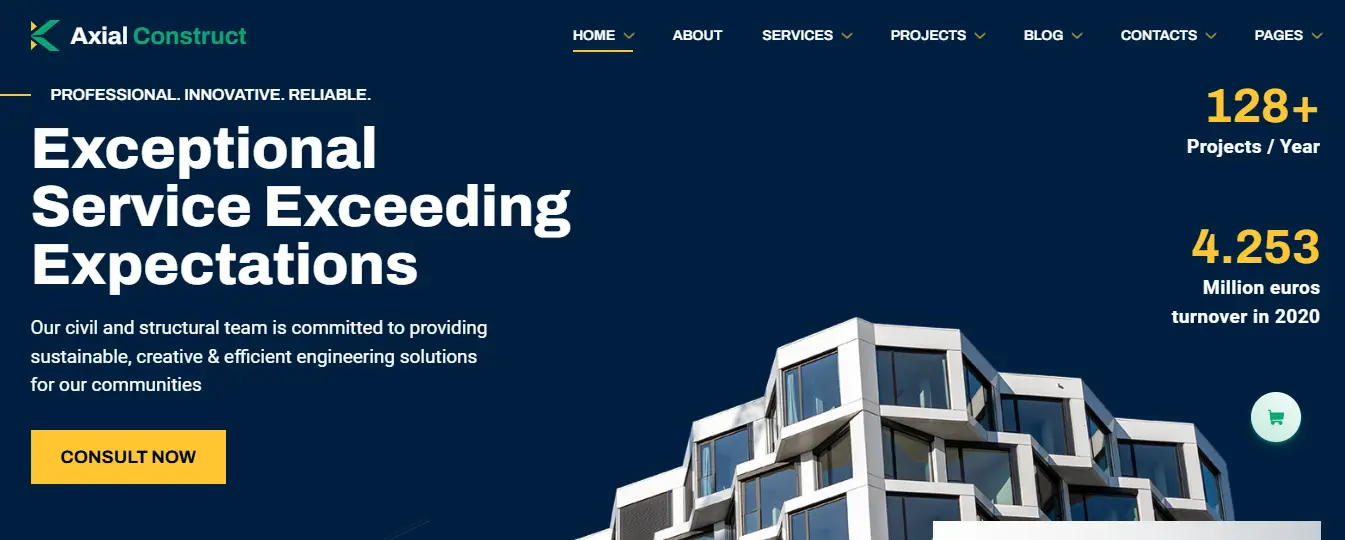 Axial Construction Company Website Template