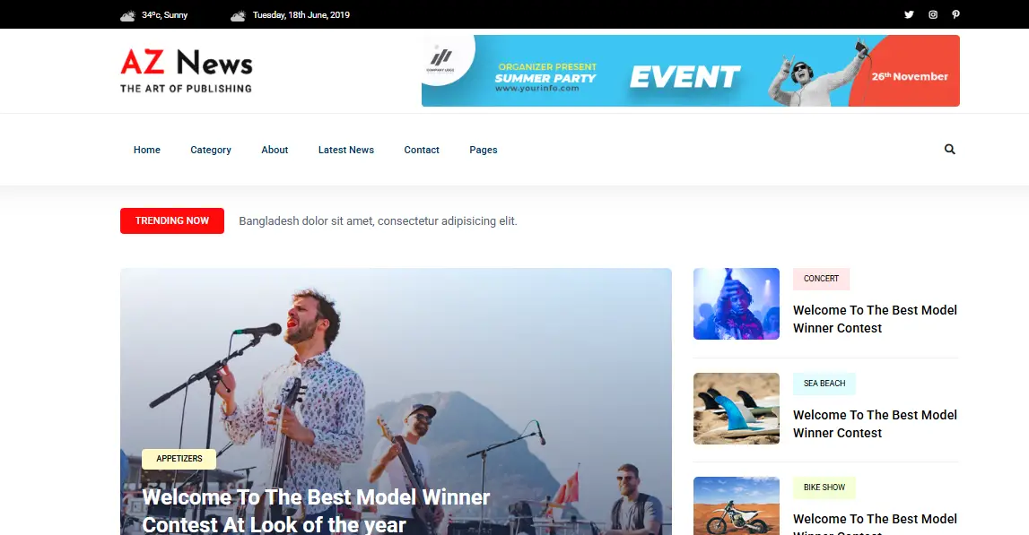 Aznews News Portal Website Template
