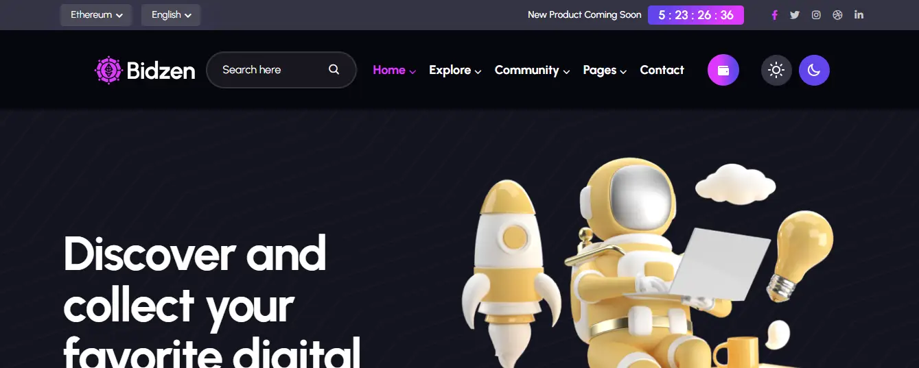 Bidzen - NFT Marketplace HTML Template