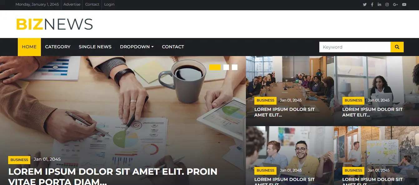 Biznews News Portal Website Template