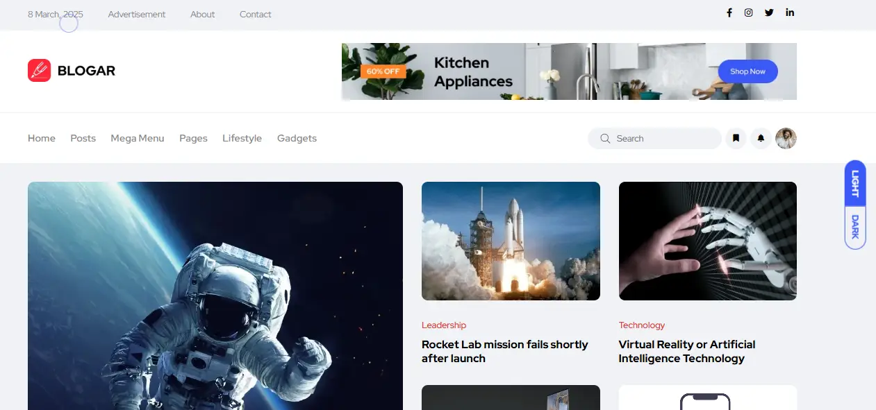 Blogar React Nextjs Blog & React Template