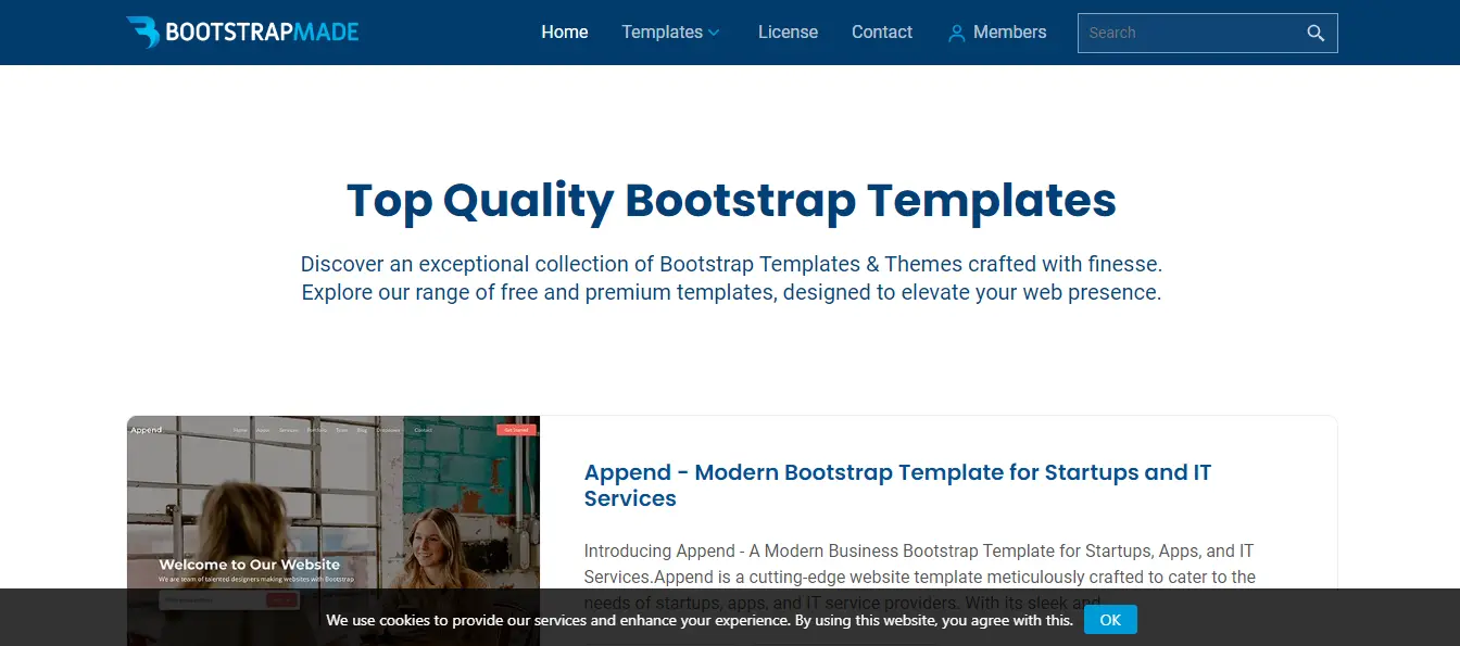 bootstrapmade website homepage