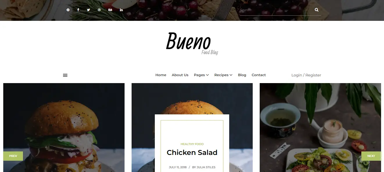 Bueno Bootstrap 4 HTML5 Food Blog Website Template