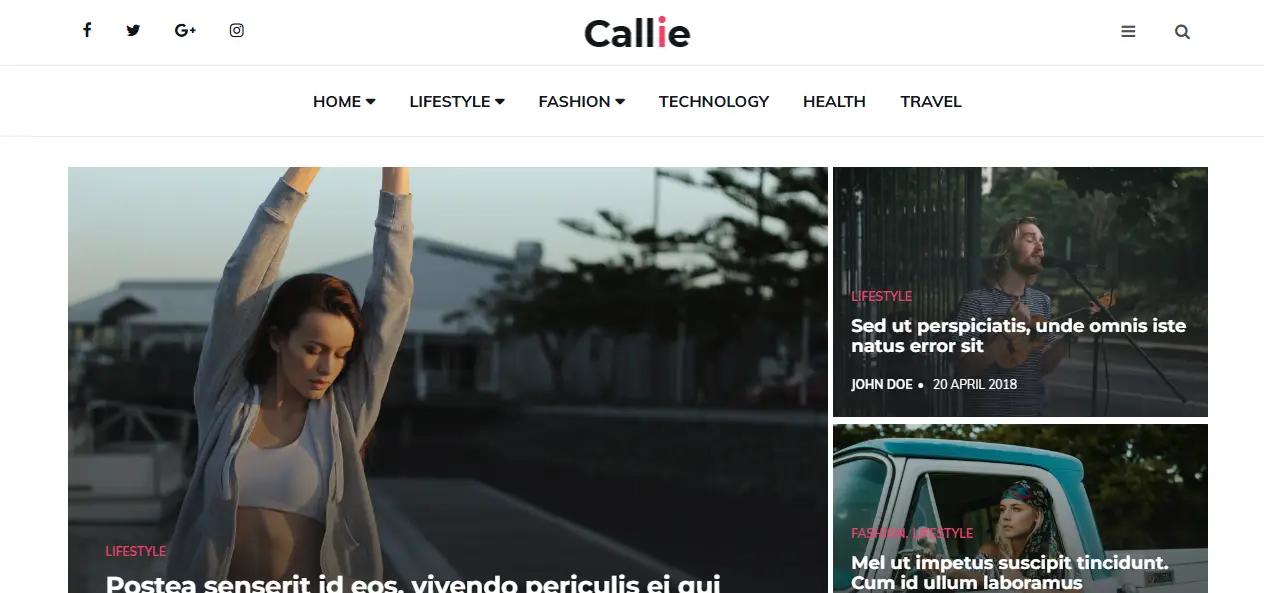 Callie HTML5 Fashion Blogging Template