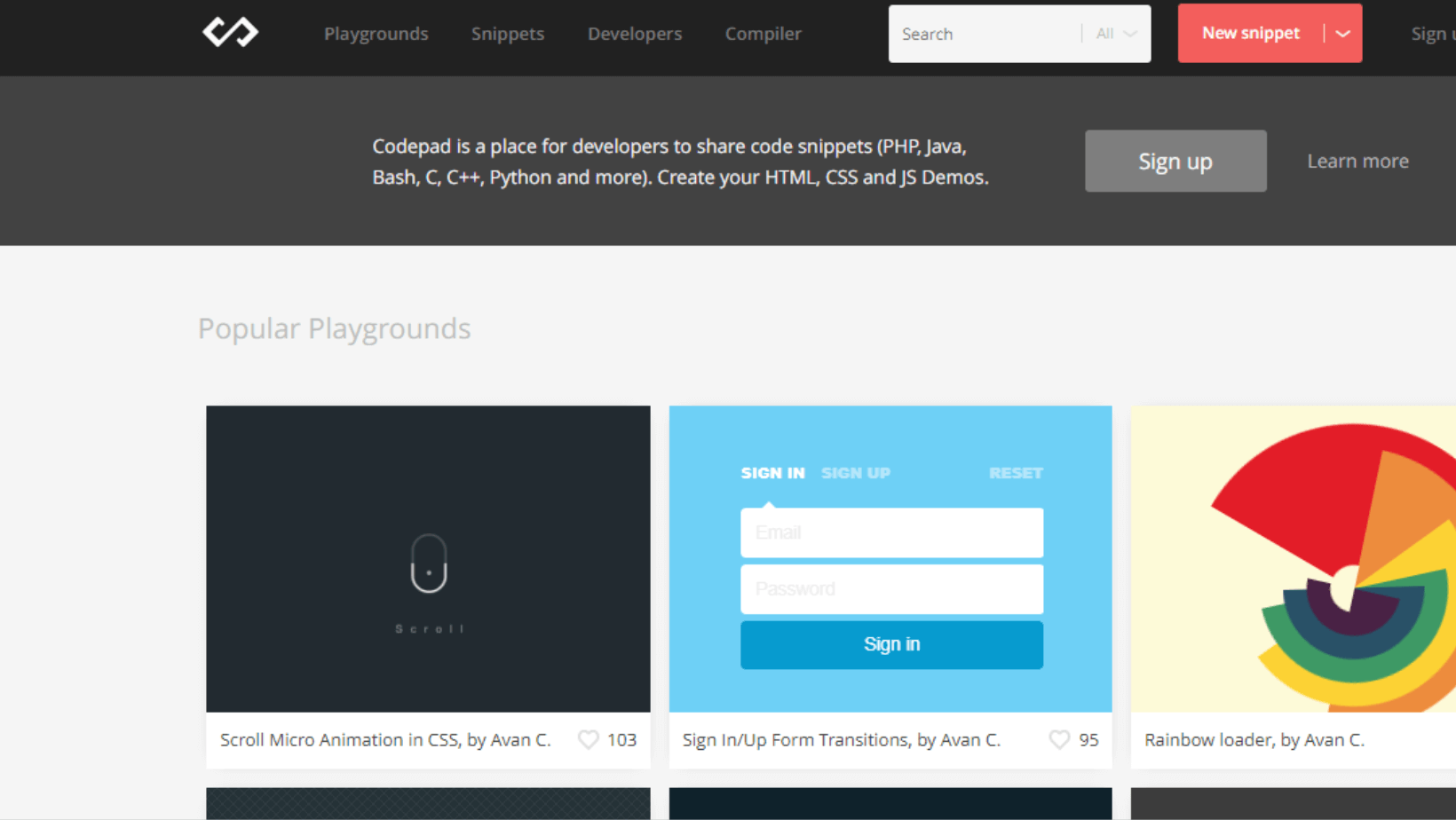 code sharing website - codepad