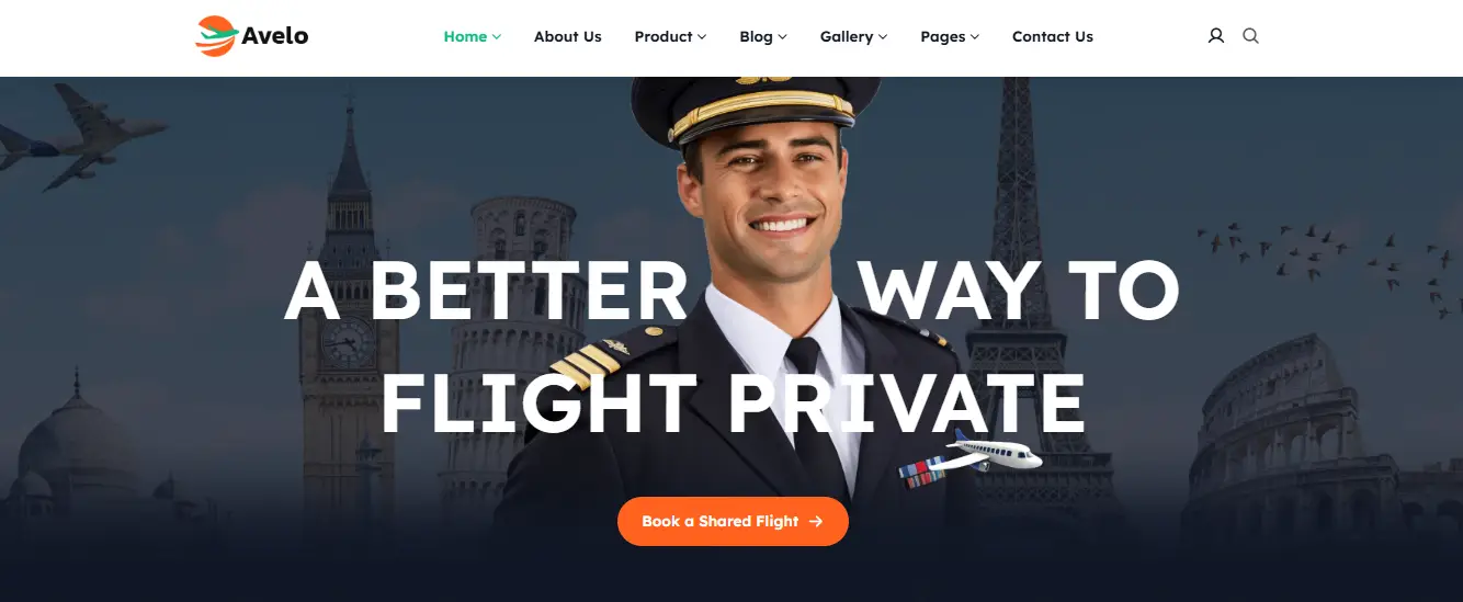 collection of aerospace and aviation website templates - avelo private jet charters
