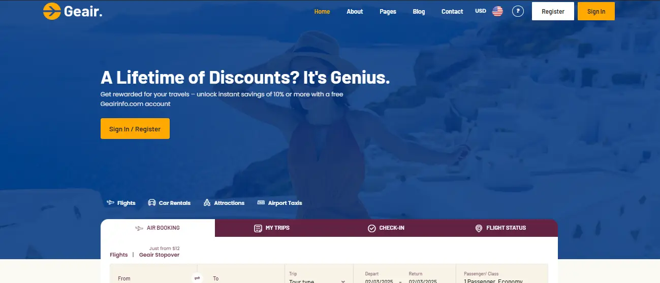 collection of aerospace and aviation website templates - geair air ticket booking system