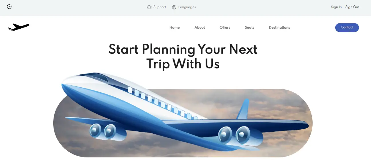collection of aerospace and aviation website templates - reactjs flight booking
