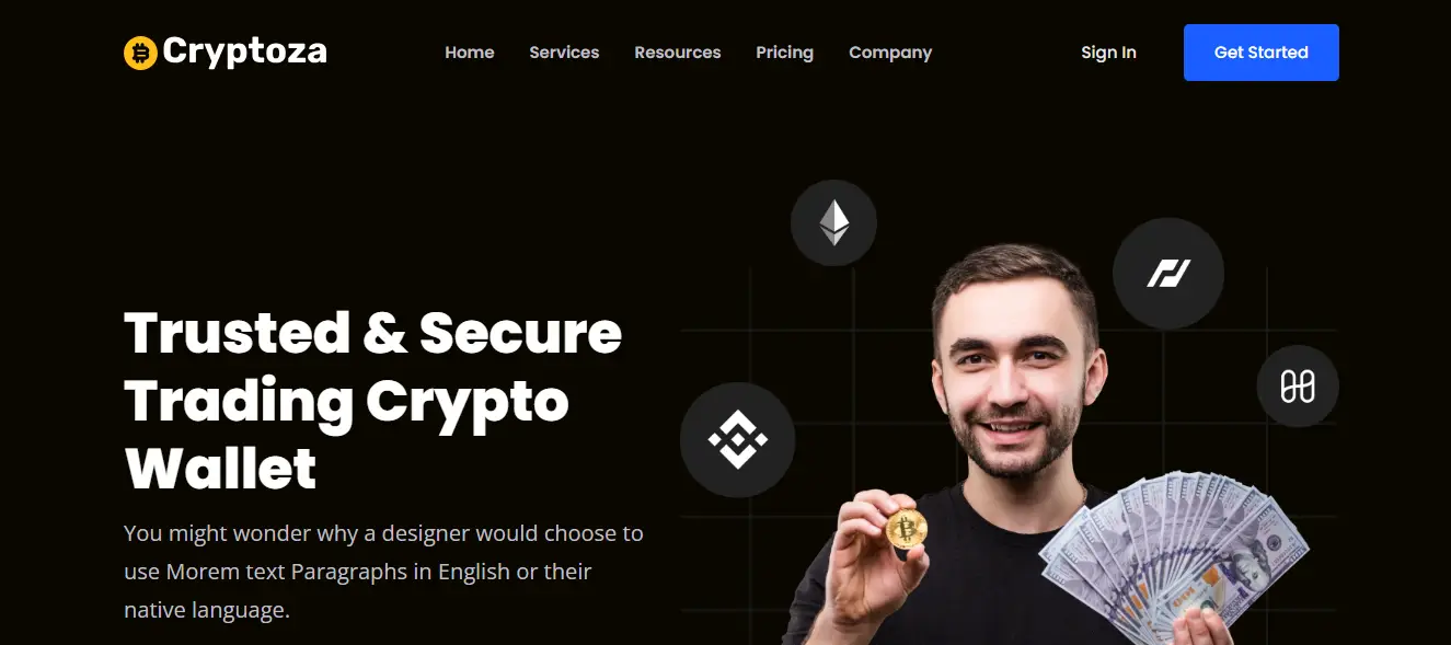 Cryptoza - Cryptocurrency Wallet Website
