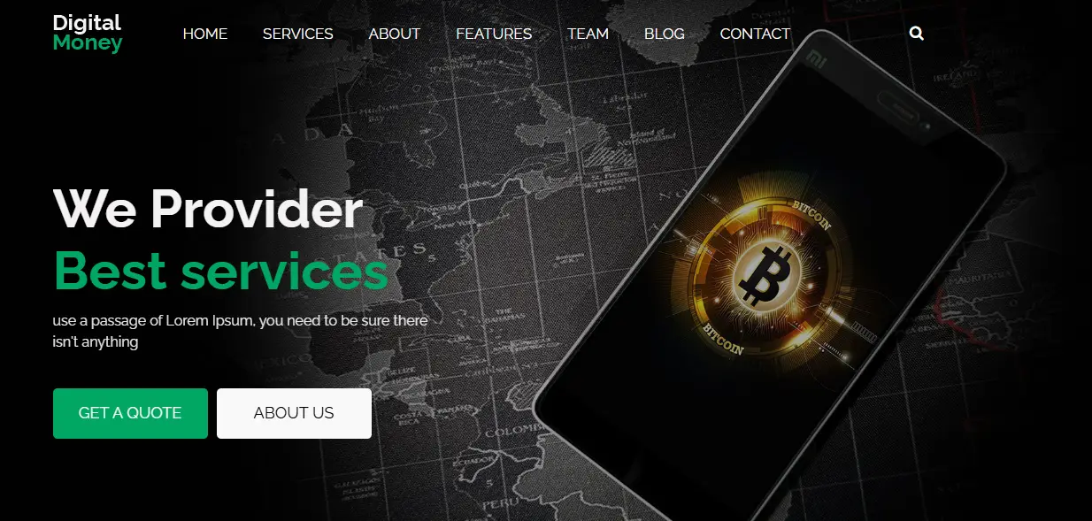 DigitalMoney - Crypto Wallet Payment Website Template