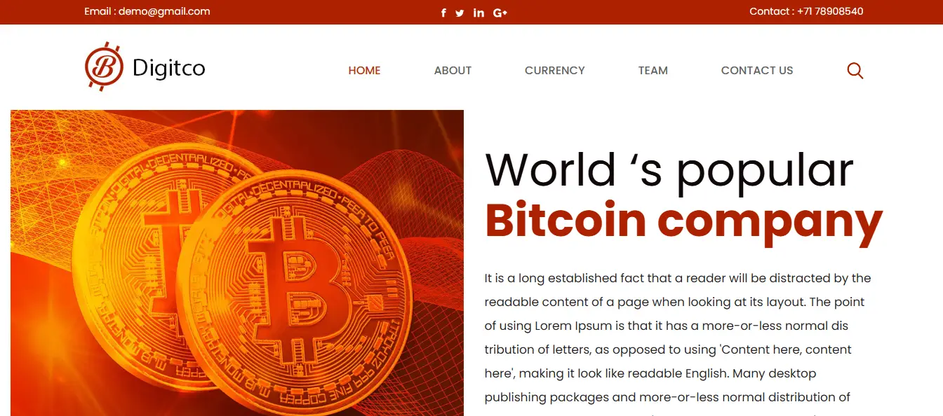Digitco - Free Bitcoin HTML Template