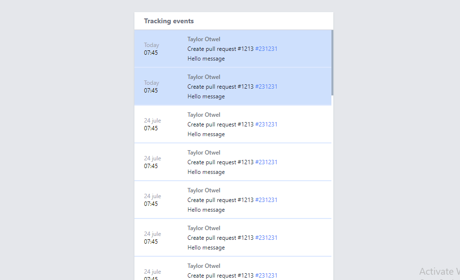 10+ tailwind list components - events list - custom scrollbar