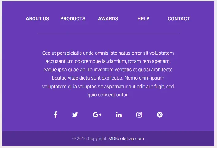 Collection of 20 Website Footer - Material Design and Bootstrap 4
