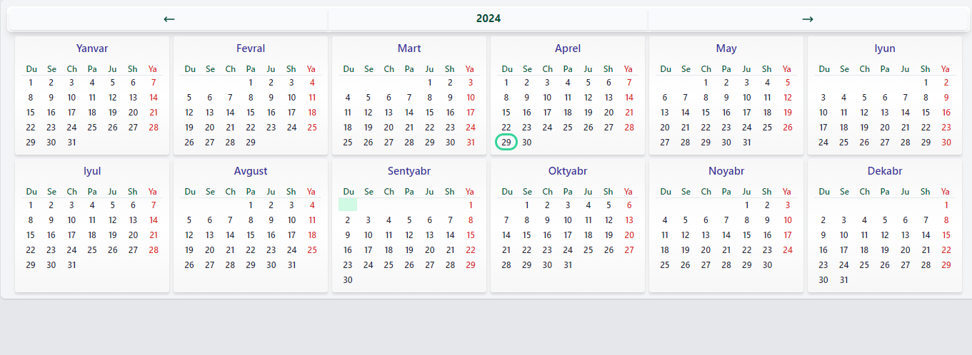 full calendar