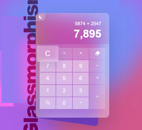 glassmorphism calculator ui