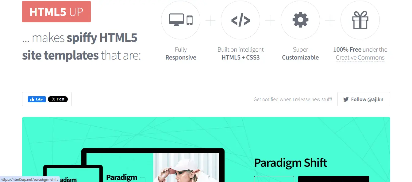 html5up website homepage