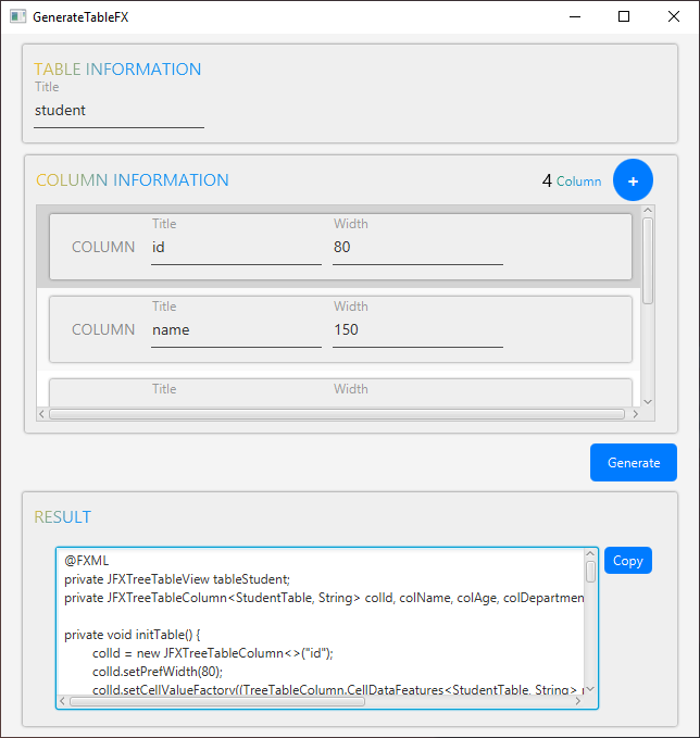 50 Java Projects - Table Generator