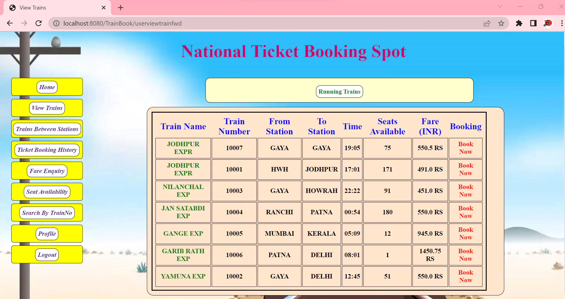 50 Java Projects - Train Ticket Reservation System