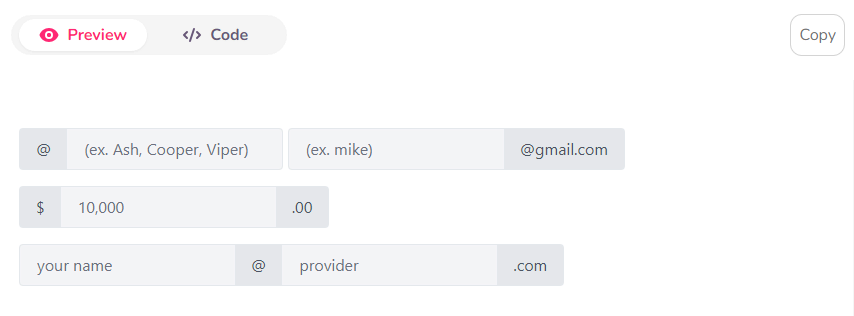 lexicon input groups with units