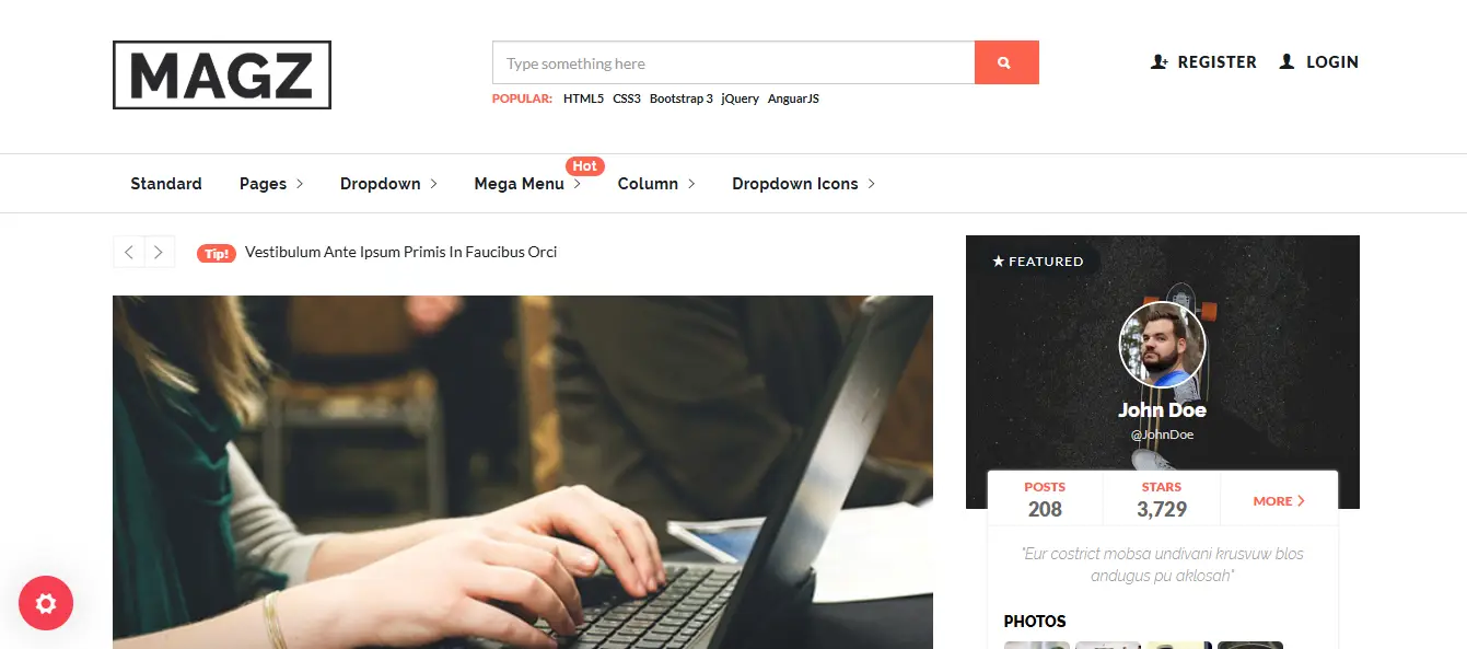 Magz Free Responsive Magazine Template