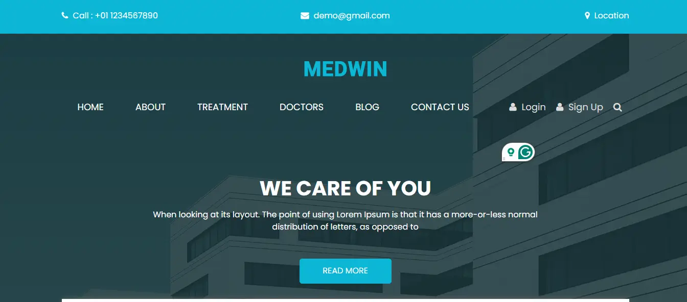 Medwin - Hospital and Clinic website template