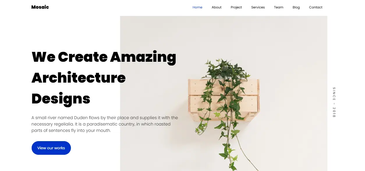 Mosaic – Bootstrap 4 HTML5 Architectural Business