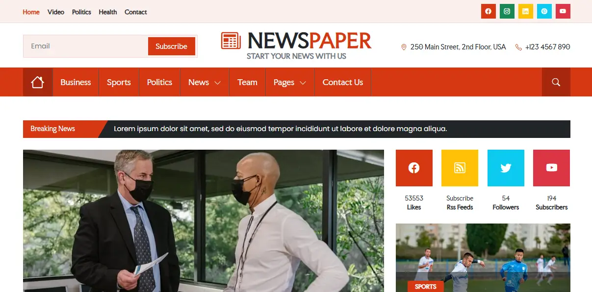 NewsTimes Newspaper Website Template Html