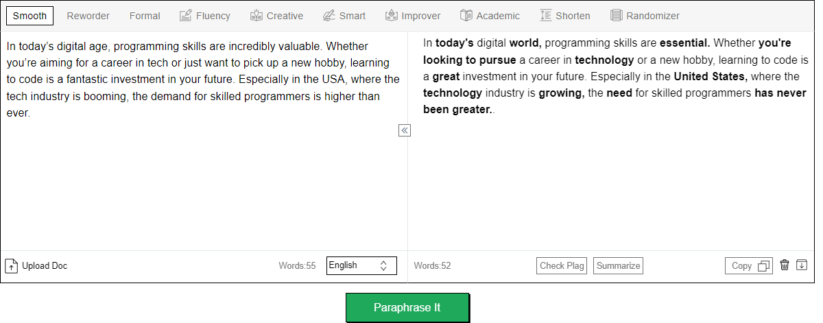 paraphrased a paragraph with an AI tool named Editpad