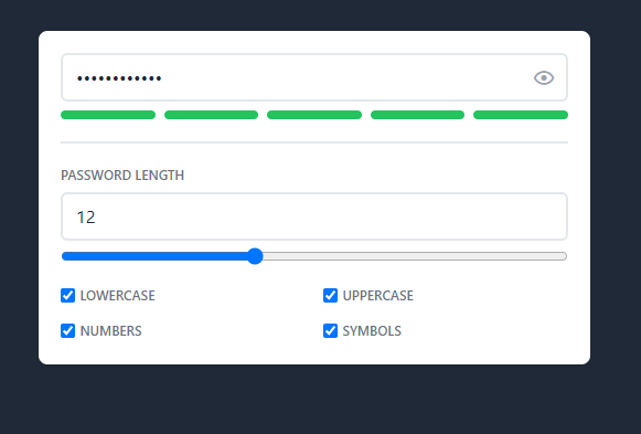 password generator and strength score