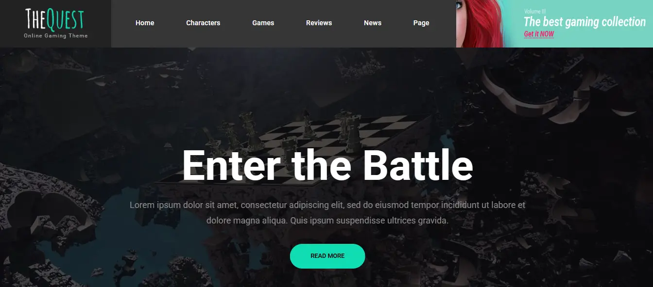 Quest Bootstrap 4 Game Blog Website Template