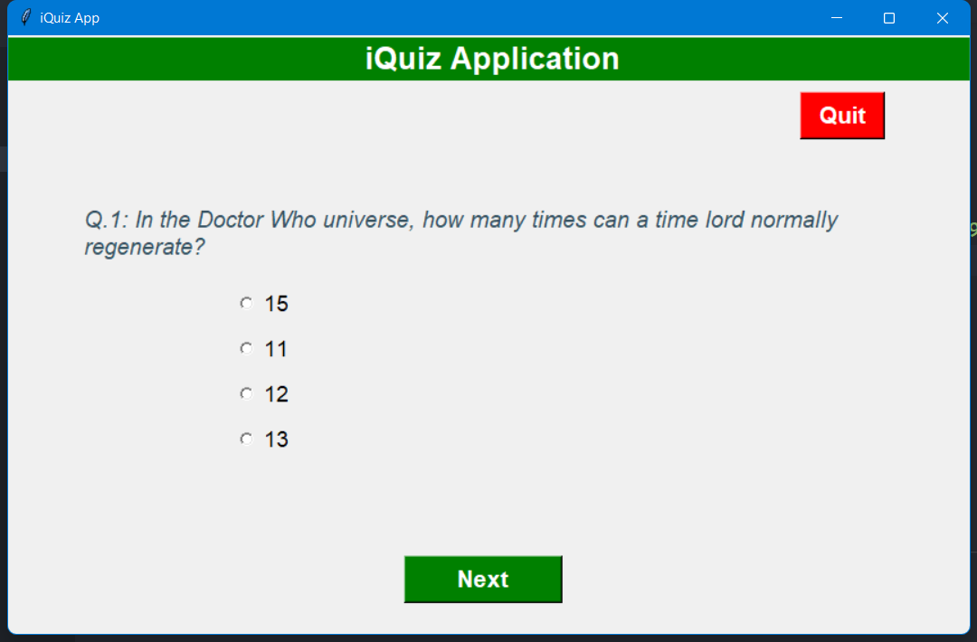 quiz application using tkinter