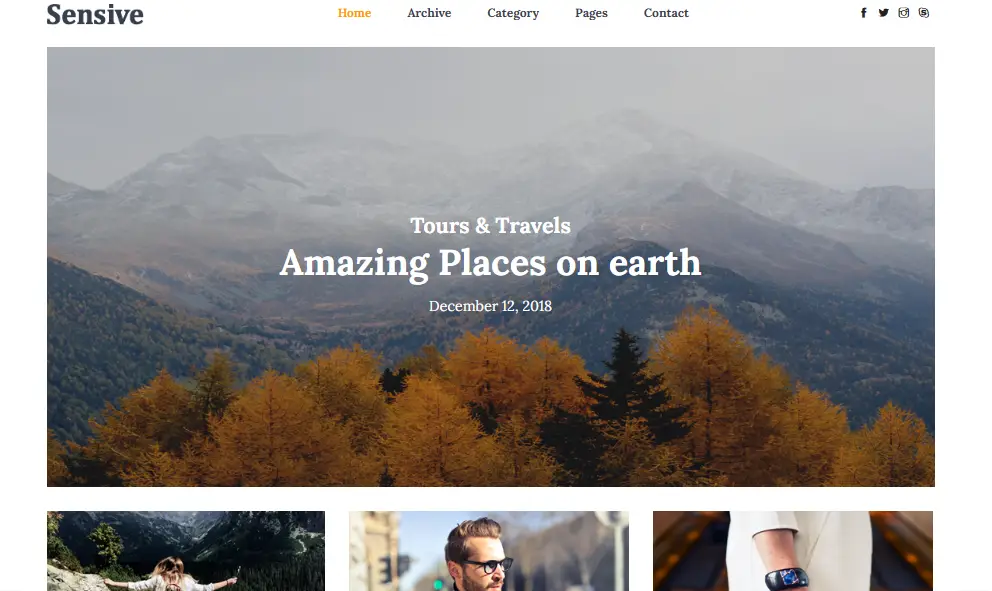 Sensive Bootstrap 4 Travel Blog Website Template