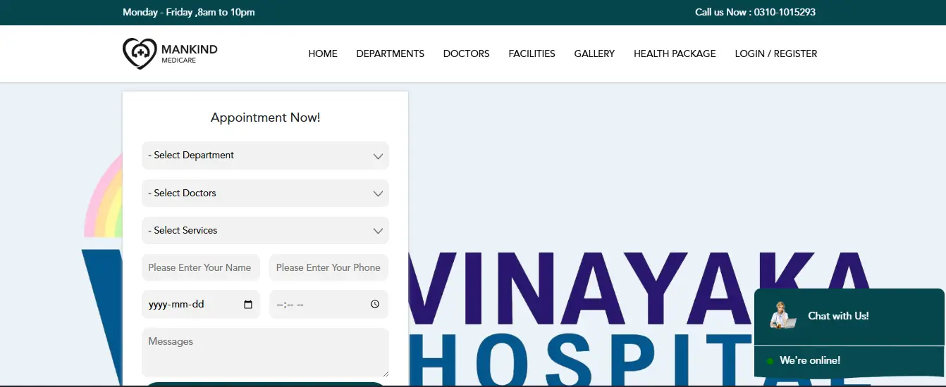 Single Clinic/Hospital Management With Book Appointment website