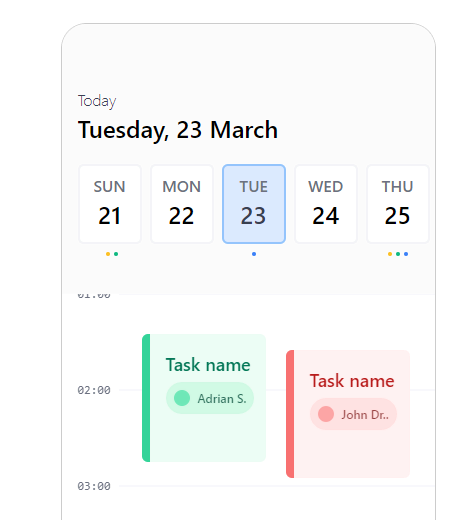 tailwind calendar view