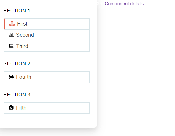 card sidebar navigation
