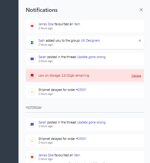 tailwind css notification component