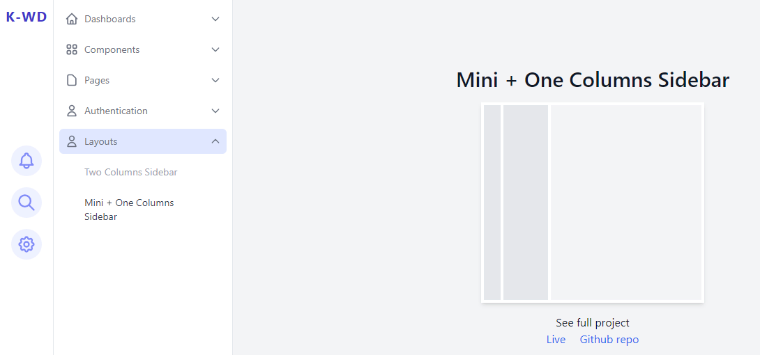 one columns sidebar