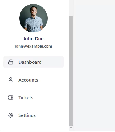 sidebar with avatar