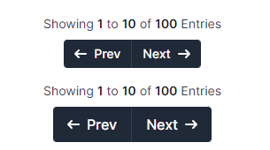 table data pagination with icons