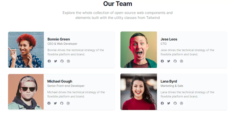 team member cards