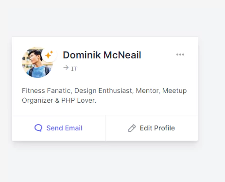 team member card - tailwind css + alpine.js