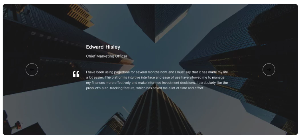 testimonial slider with background image