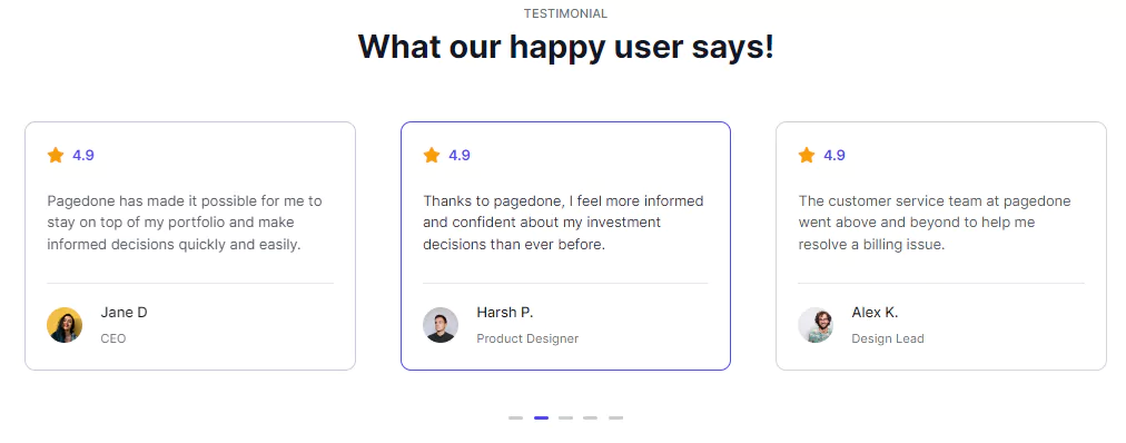 testimonial slider with pagination