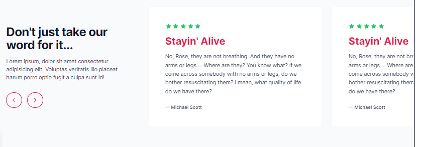 testimonial split with content and slider