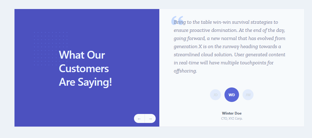testimonial ui with tailwindcss and alpinejs