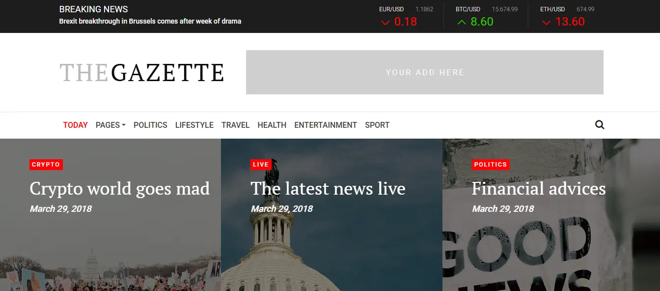 TheGazette Bootstrap Magazine Template